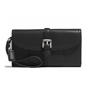 Coach Charlie Black Leather Callie Hybrid Wristlet/Wallet/Clutch